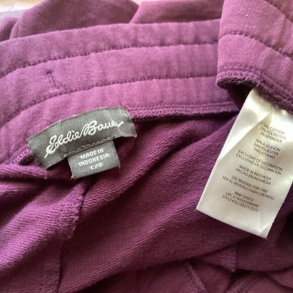 2313 NWT Eddie Bauer Active Purple Cropped Capri Pants With Pockets Drawstring - Picture 3 of 3